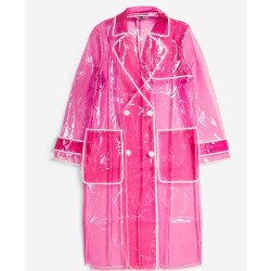 Perry Mattfeld In The Dark Pink Raincoat