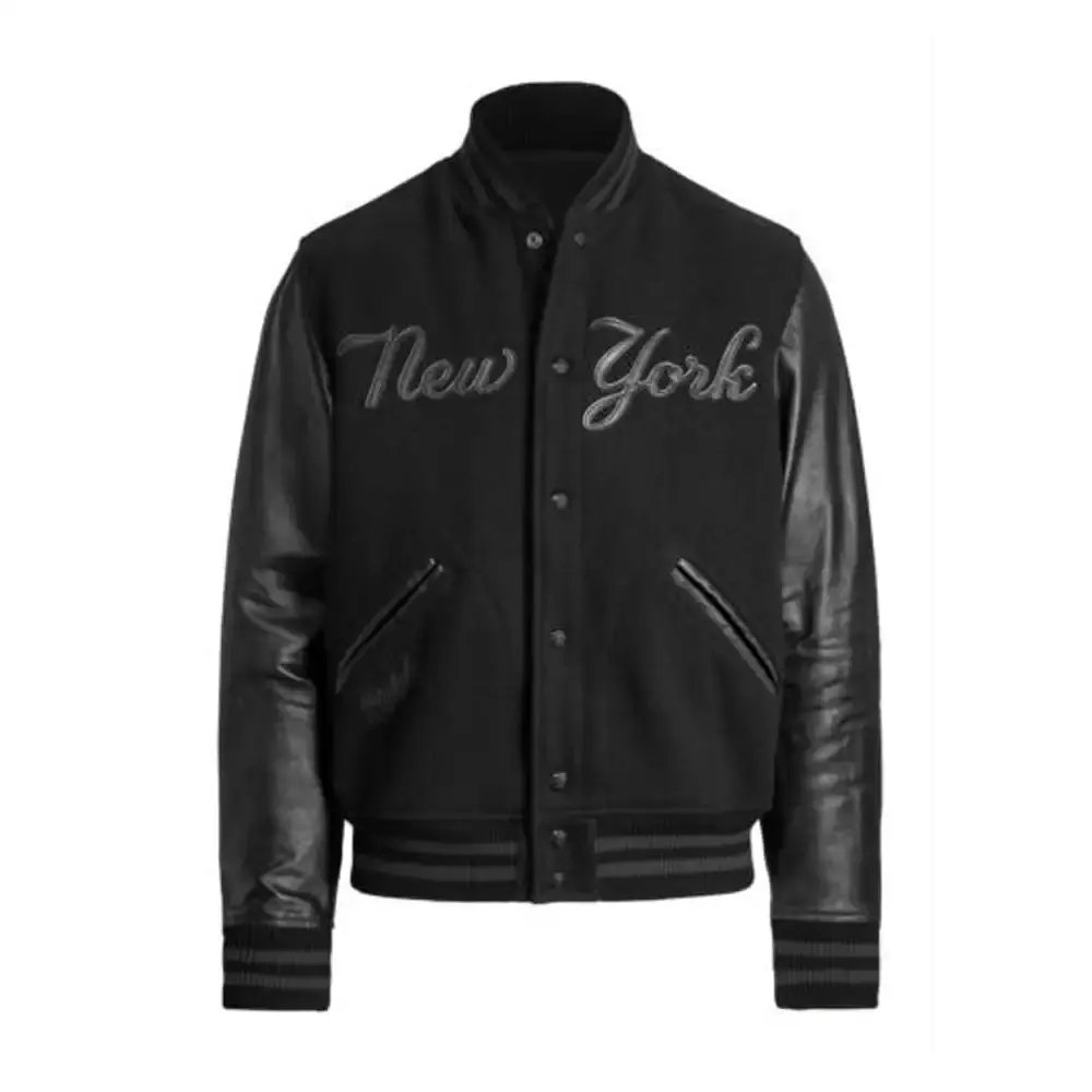NY Yankees Black and White Letterman Jacket