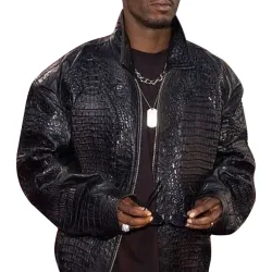 DMX Alligator Black Leather Jacket