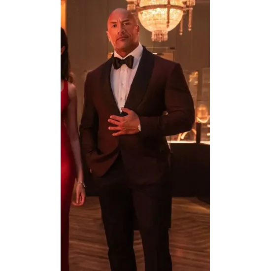 Red Notice Dwayne Johnson Maroon Blazer