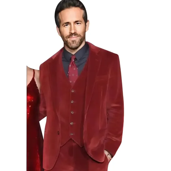 Red Notice Ryan Reynolds Burgundy Blazer