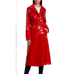 Red Notice 2021 The Bishop Red Leather Coat