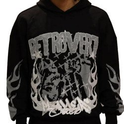 Retrovert Flame Black Hoodie