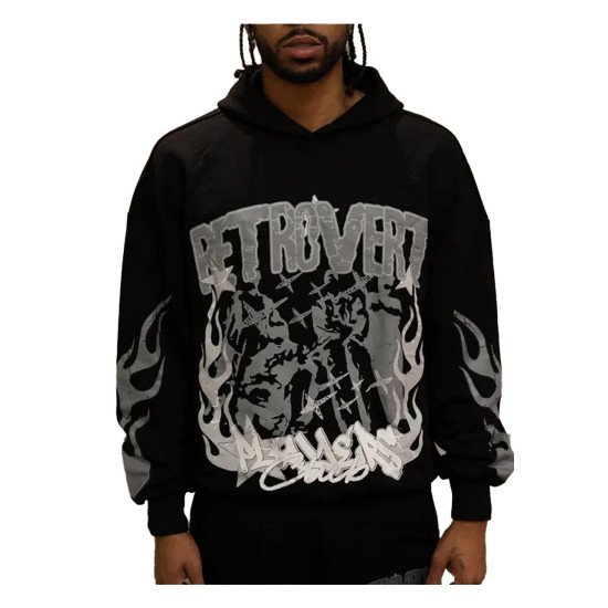 Retrovert Flame Black Hoodie