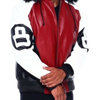 8 Ball Robert Phillipe Leather Jacket with Fur Hood