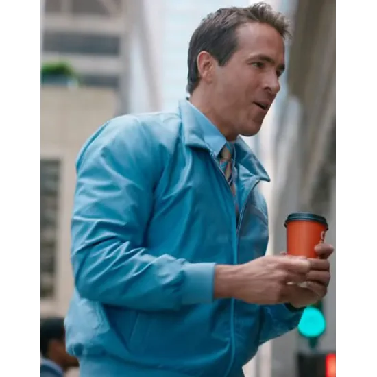 Ryan Reynolds Free Guy Blue Leather Jacket