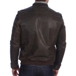 Men's Vintage Brown Leather Bomber Jacket