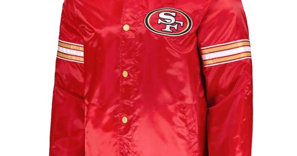 Men's Starter Scarlet San Francisco 49ers Midfield Satin Full-Snap Varsity  Jacket