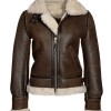 Women's Aviator Distressed Brown Leather Jacket