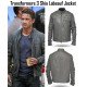 Transformers 3 Movie Shia Labeouf Grey Leather Jacket