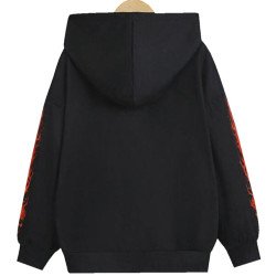 Skull Print Drop Shoulder Hoodie