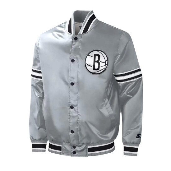 Slider Brooklyn Nets Gray Varsity Jacket