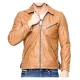 Men's Biker Slim Fit Light Brown Leather Jacket