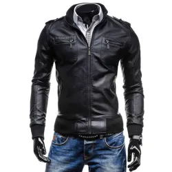 Men's Casual Wear Slim Fit Black Jacket