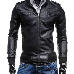 Men's Casual Wear Slim Fit Black Jacket