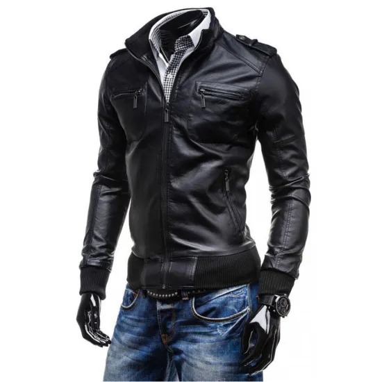 Men's Casual Wear Slim Fit Black Jacket