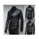 Men's Pockets Design Stand Collar Slim Fit Black Jacket