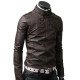 Men's Slim Fit Collar Dark Brown Leather Jacket