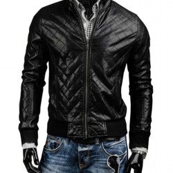 Men's Slim Fit Black Leather Jacket