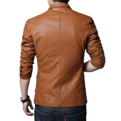 Men's Slim Fit Casual Wear Brown Jacket