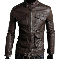 Men's Slim Fit Chocolate Leather Jacket