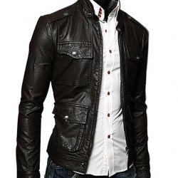 Men's Slim Fit Multi Pocket Black Jacket