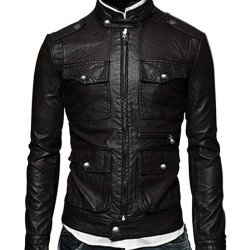 Men's Slim Fit Multi Pocket Black Jacket