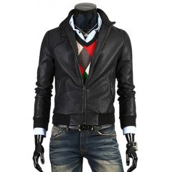 Men's Slim Fit Simple Leather Jacket