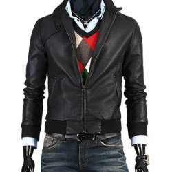 Men's Slim Fit Simple Leather Jacket