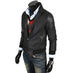 Men's Slim Fit Simple Leather Jacket