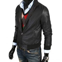 Men's Slim Fit Simple Leather Jacket