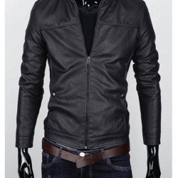 Men's Slim Fit Stand Collar Zipper Up Jacket