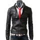 Men's Zipper Pocket Slim Fit Black Jacket