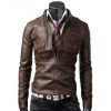 Slim Fit Men's Zipper Pocket Leather Jacket