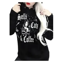 Spells Cats And Coffee Halloween Hoodie