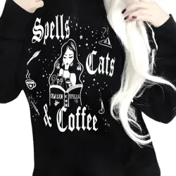 Spells Cats And Coffee Halloween Hoodie