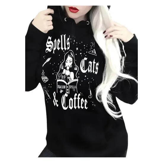 Spells Cats And Coffee Halloween Hoodie