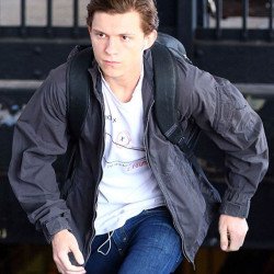 Spiderman Homecoming Peter Parker Grey Jacket with Hoodie