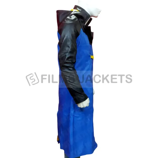 Static Shock Black and Blue Leather Coat