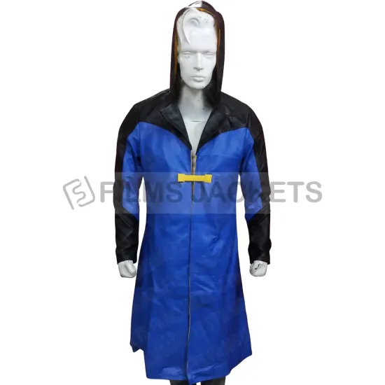 Static Shock Black and Blue Leather Coat