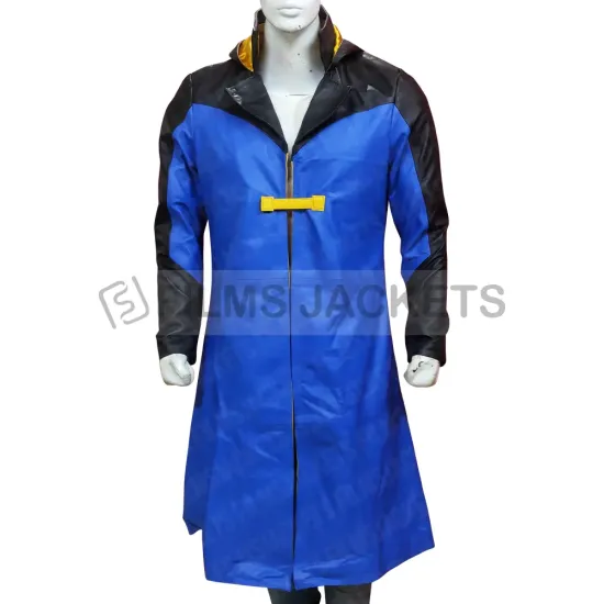 Static Shock Black and Blue Leather Coat