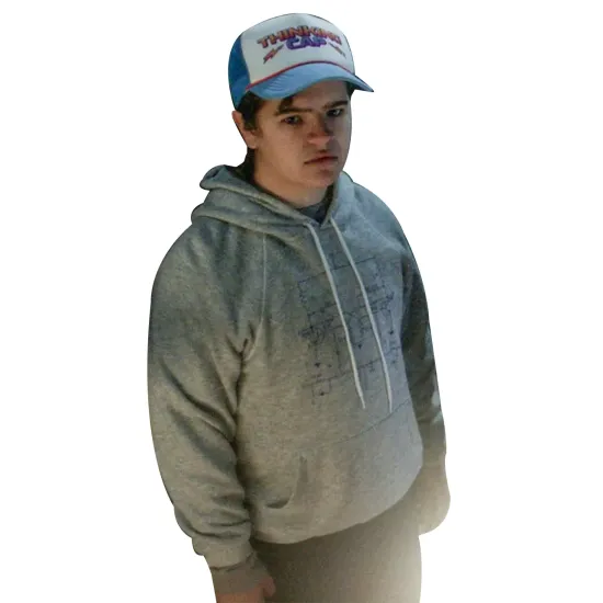 Stranger Things S4 Gaten Matarazzo Grey Hoodie