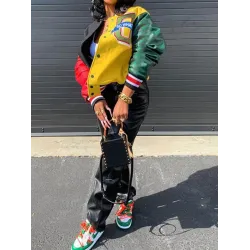 Streetwear Multicolor Patchwork Jacket