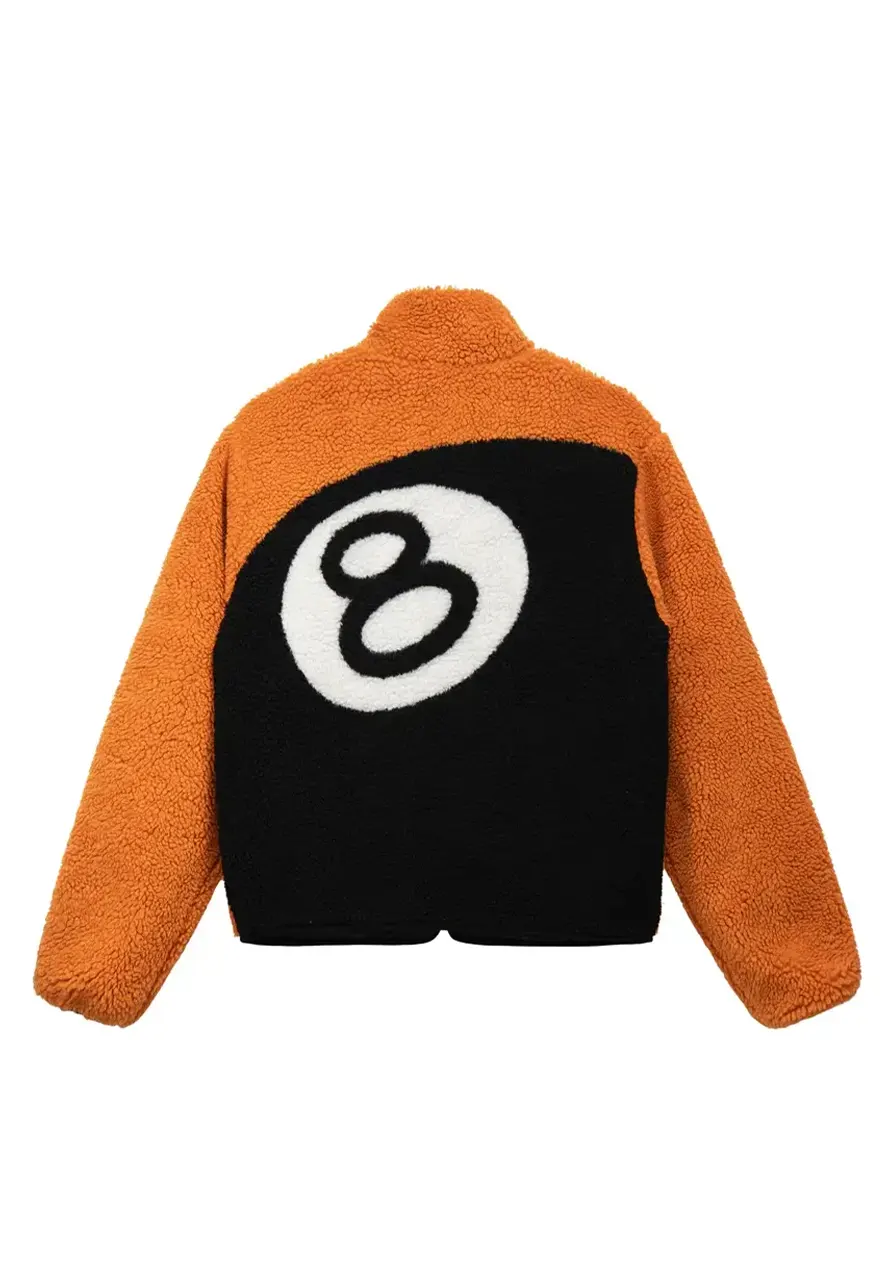 Stussy 8 Ball Sherpa Orange Fleece Jacket