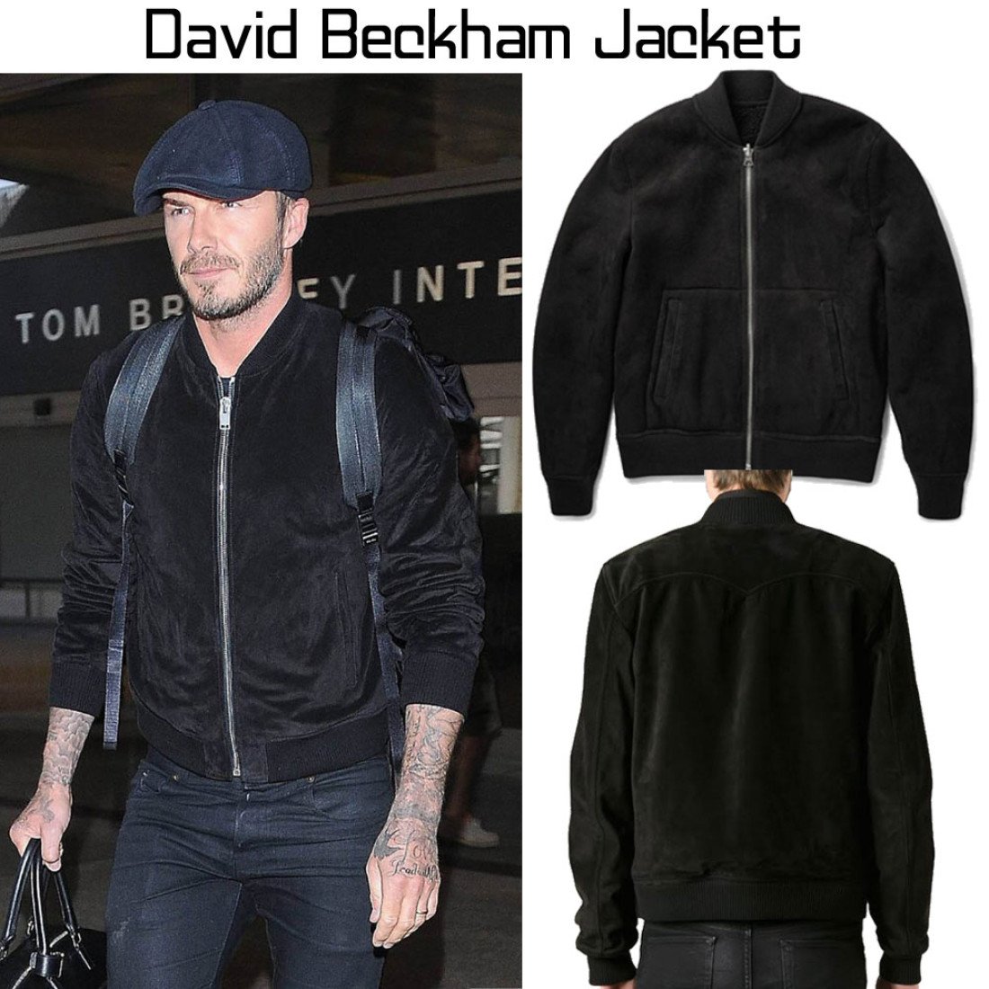 Suede Leather David Beckham Bomber Jacket - Films Jackets