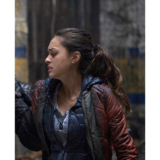 The 100 Lindsey Morgan Cropped Red Jacket