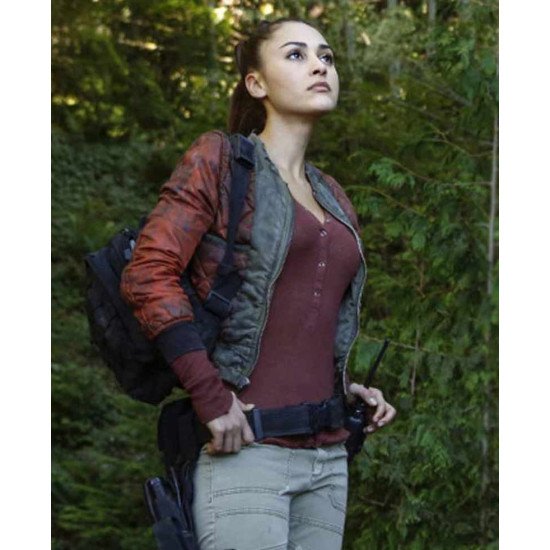 The 100 Lindsey Morgan Cropped Red Jacket