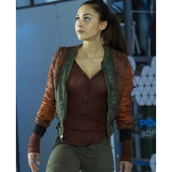 The 100 Lindsey Morgan Cropped Red Jacket