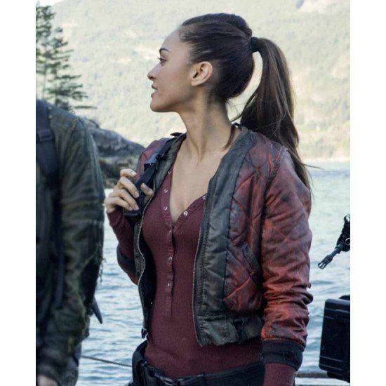 The 100 Lindsey Morgan Cropped Red Jacket