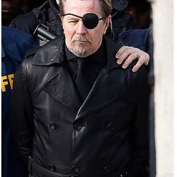 The Courier Gary Oldman Black Leather Coat